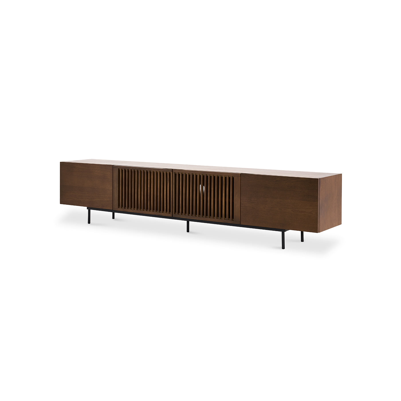 Black and Walnut Color Mid-Century Walnut Wood TV Stand 62.9 x 15.7 x 18.8 in