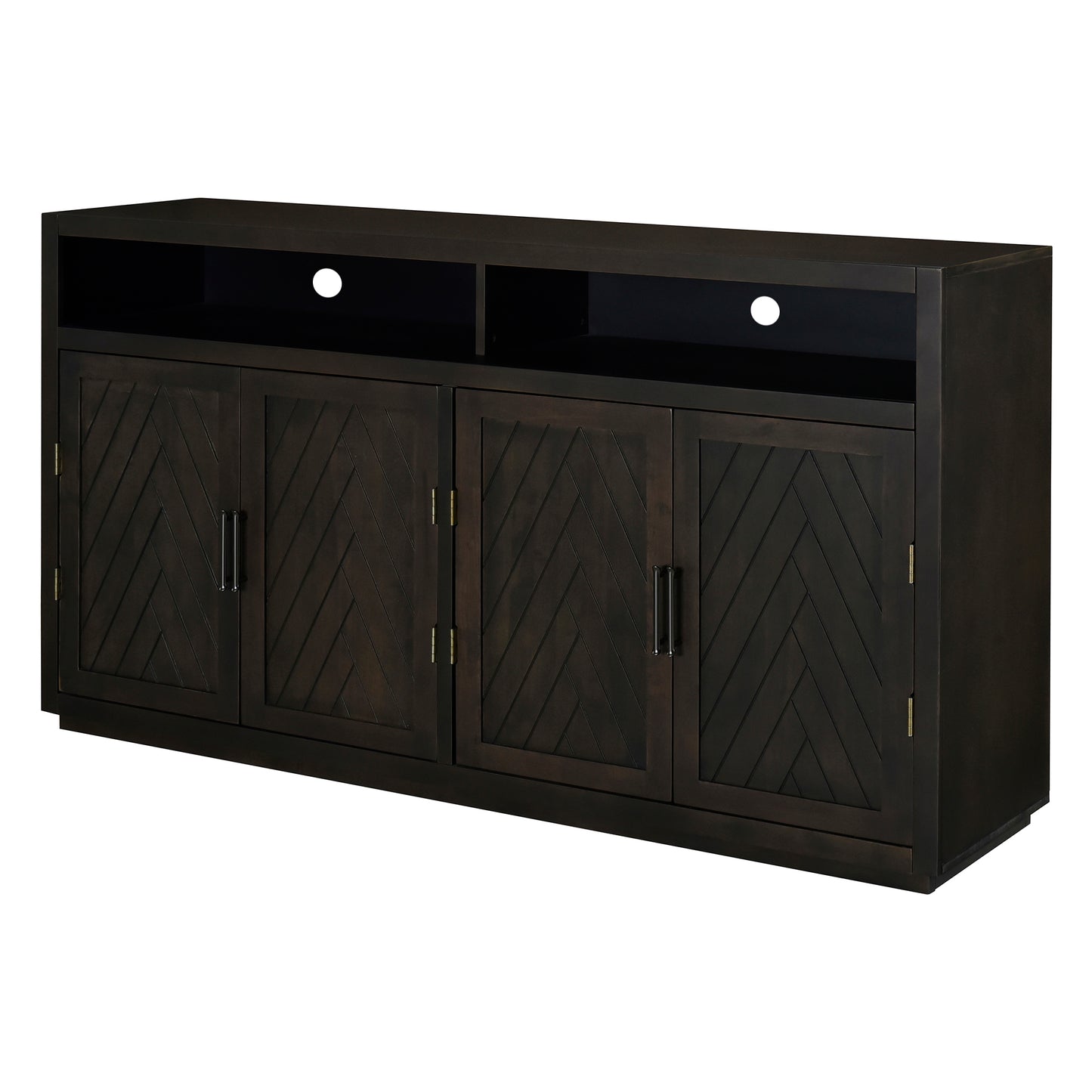 TREXM 4-door Classic Sideboard with Open Storage and Adjustable Shelves Perfect for kitchens,  living rooms (Grey Brown)