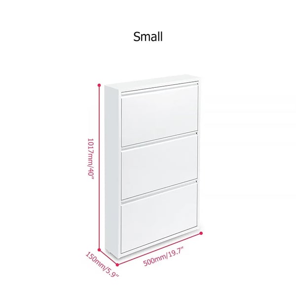 White Narrow Shoe Storage Cabinet Wall Mounted in Medium