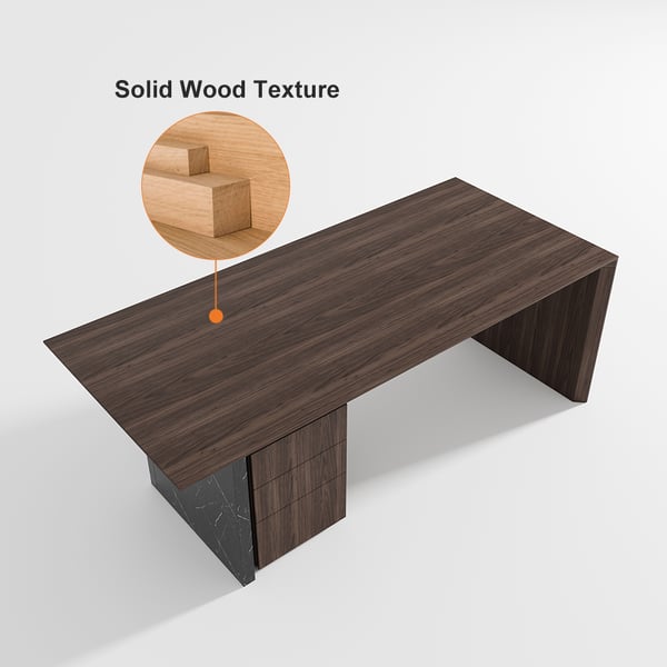 Modern Wooden Desk Walnut Home Office Desk with Filing Cabinet