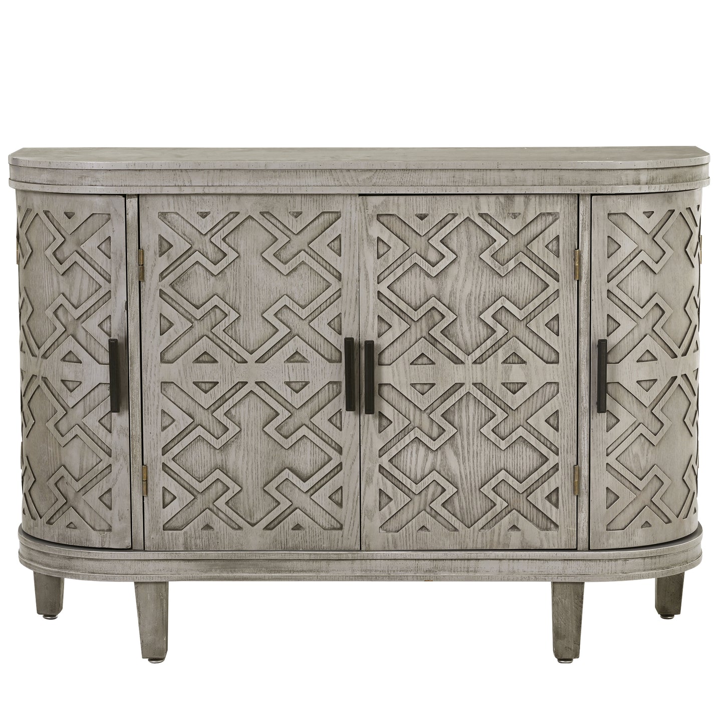 U-Style Accent Storage Cabinet Sideboard Wooden Cabinet with Antique Pattern Doors for Hallway, Entryway, Living Room