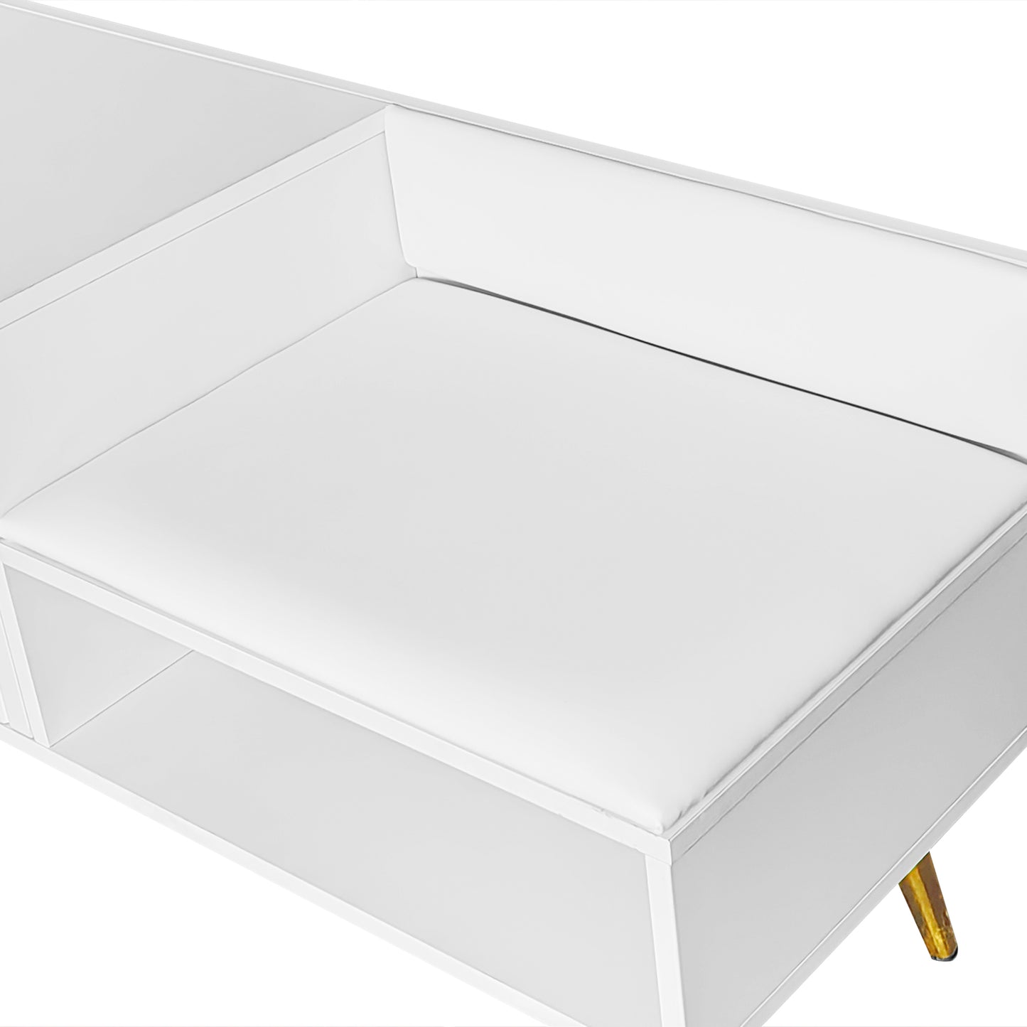 TREXM Modern Shoe Storage Bench with Hidden Storage and Upholstered Cushions for Bedside, Living Room and Entryway (White)