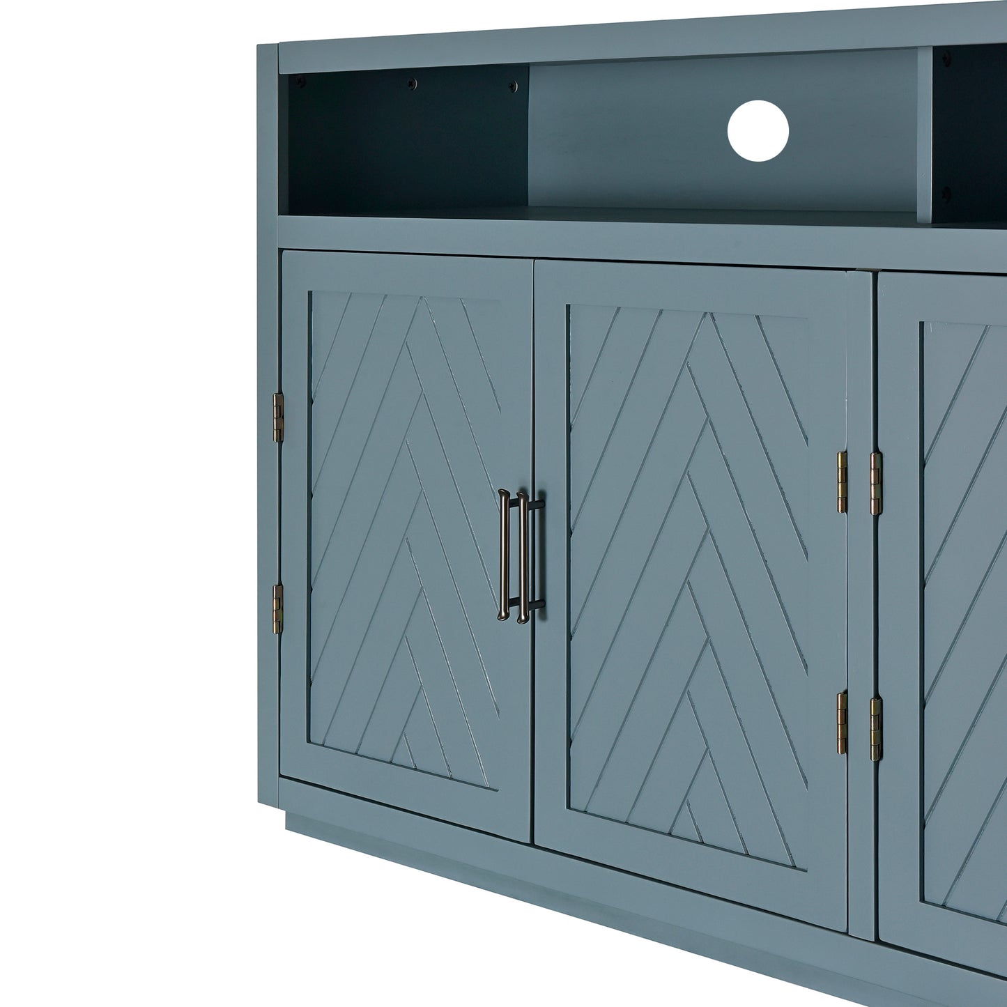 TREXM 4-door Classic Sideboard with Open Storage and Adjustable Shelves Perfect for kitchens,  living rooms (Smoke Blue)