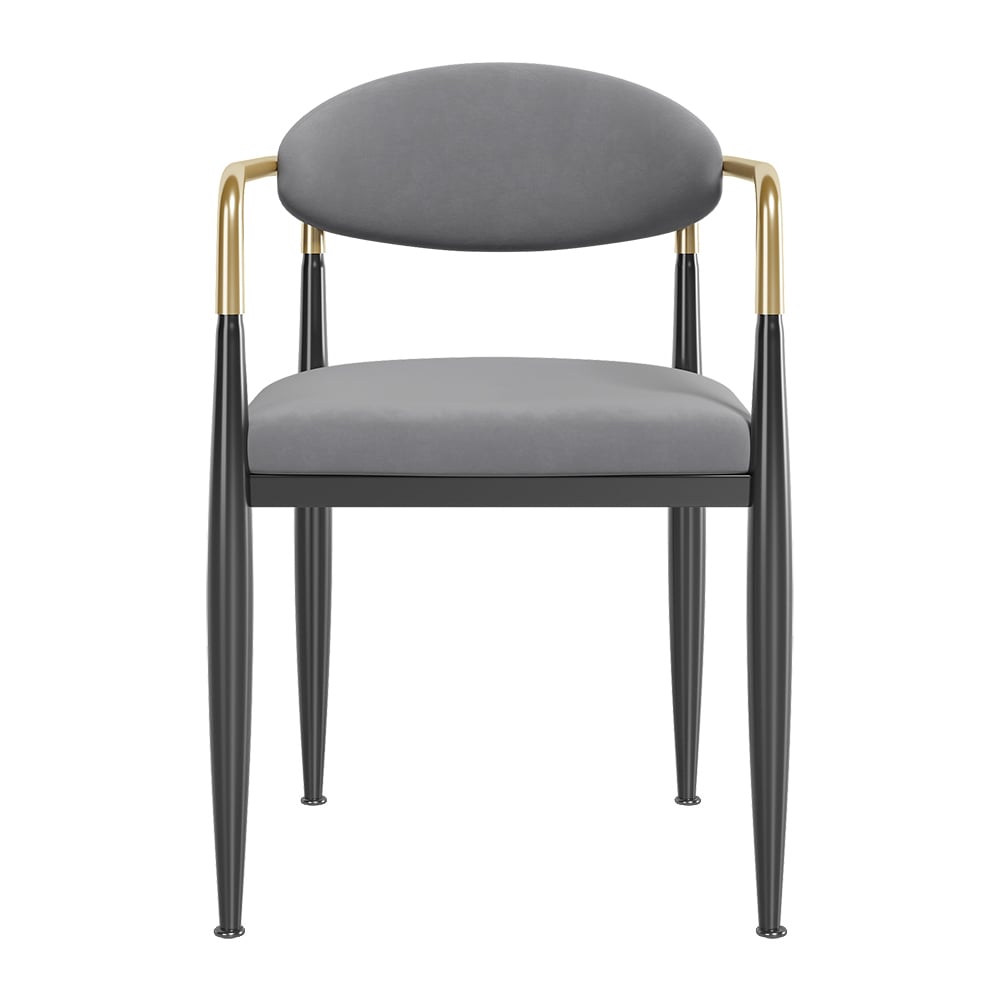 Gray Velvet Dining Chair Upholstered Arm Chair (Set of 2)