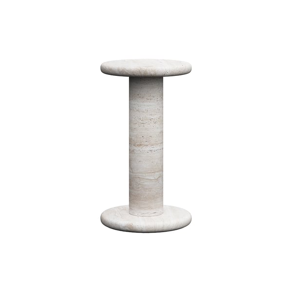 Table d'appoint ronde en travertin beige, table de bout moderne de 12,6 po