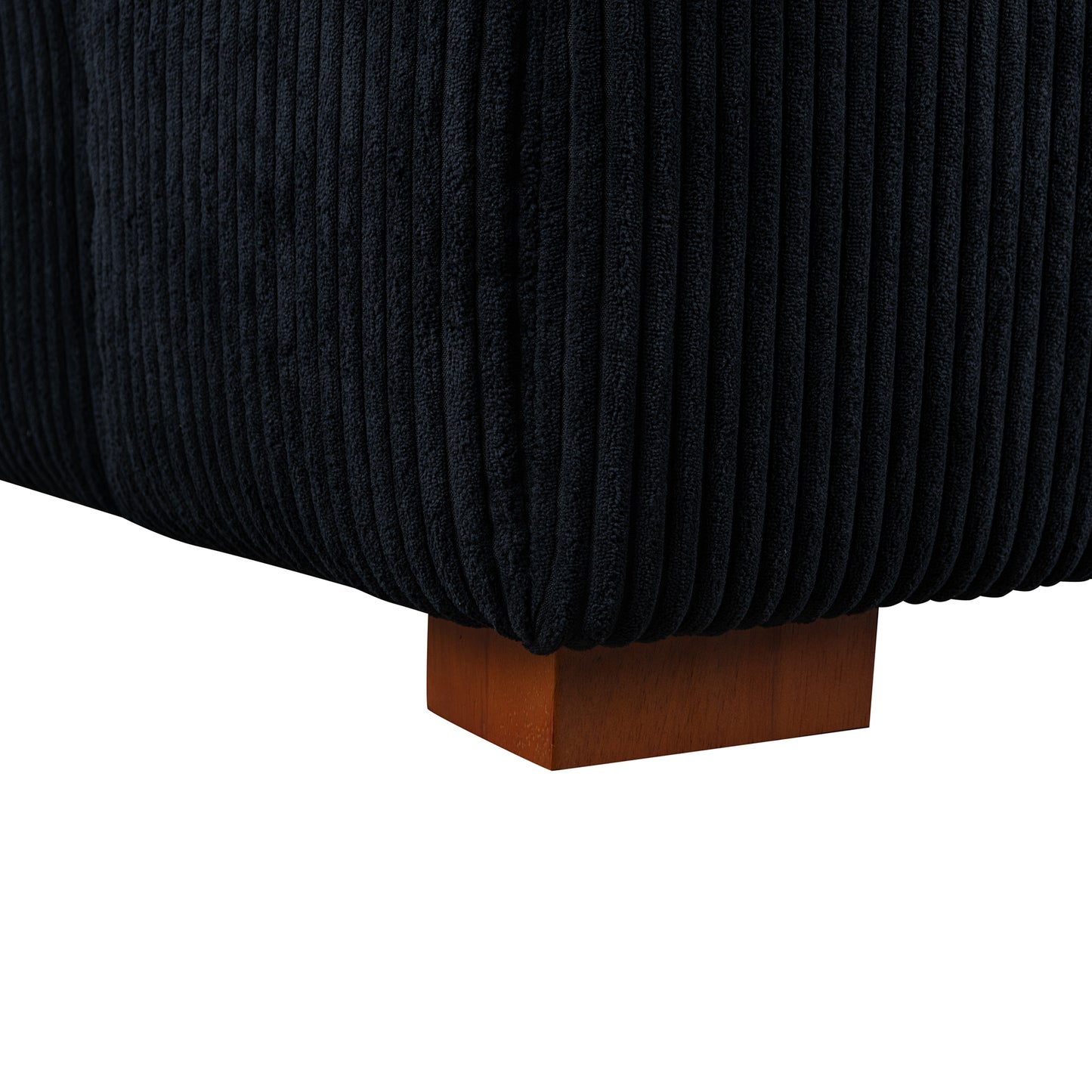 103.9" Modern Couch Corduroy Fabric Comfy Sofa with Rubber Wood Legs, 4 Pillows for Living Room, Bedroom, Office, Black