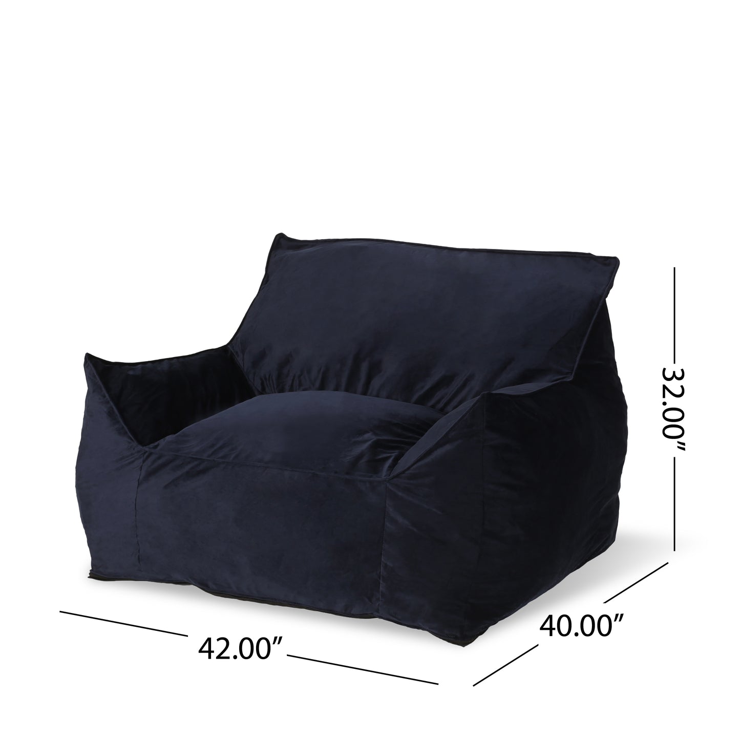 Allea Fauteuil poire en velours avec accoudoirs Bleu nuit