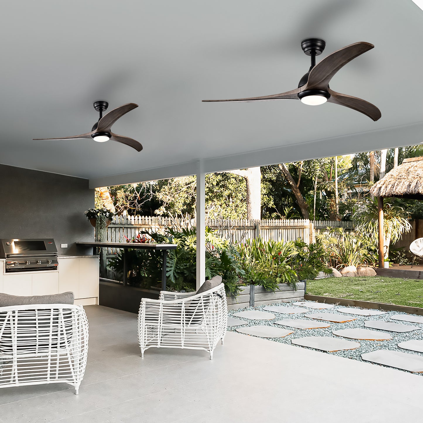 Modern 52" Ceiling Fan with Light - Matte Black Finish, Remote Control, 6-Speed Reversible Motor