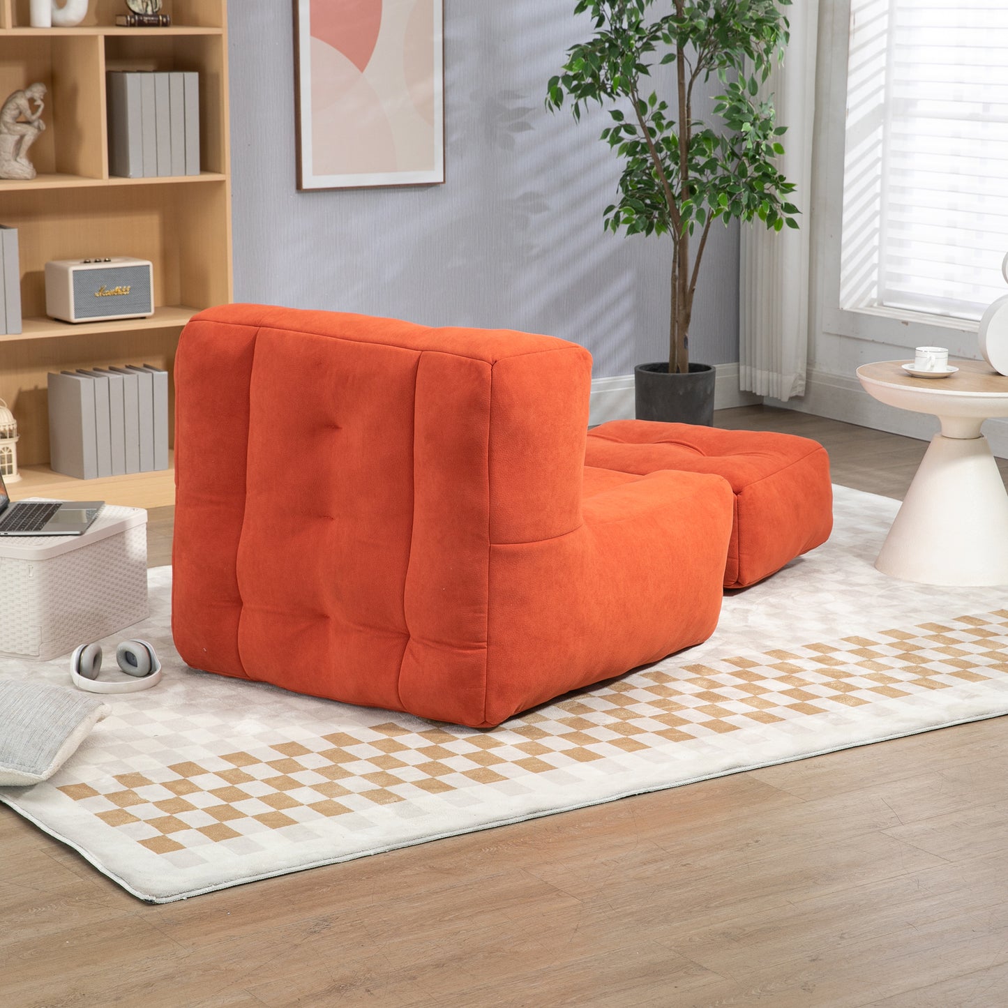 Fauteuil poire moelleux, pouf confortable pour adultes et enfants, fauteuil poire super doux avec mousse à mémoire de forme et pouf, fauteuil poire intérieur moderne pour salon, chambre à coucher, appartement