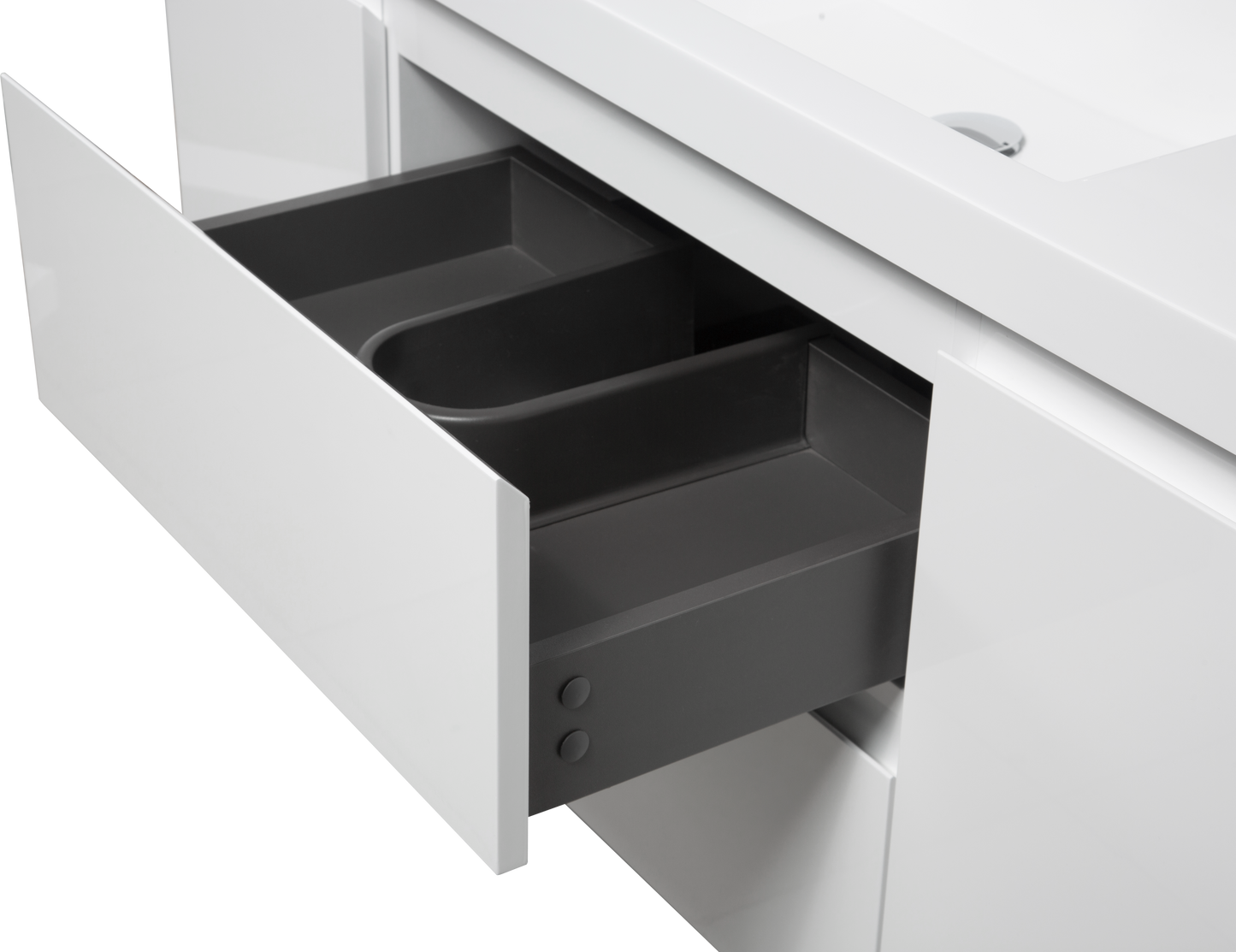 48" Floating Bathroom Vanity with Sink, Modern Wall-Mounted Bathroom Storage Vanity Cabinet with Resin Top Basin and Soft Close Drawers, Glossy White