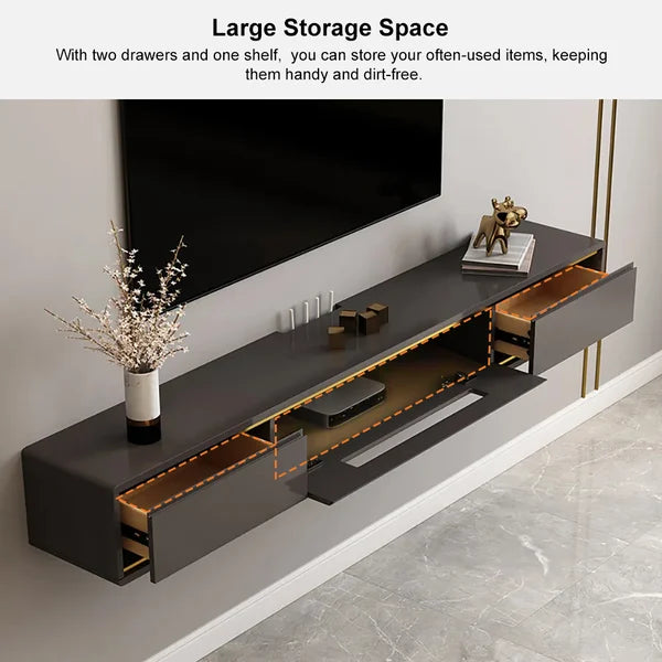 70.9 Inches Gray TV Stand Postmodern Minimalist Floating Media Console with Storage