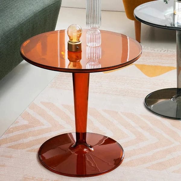 Table d'appoint en acrylique Table d'appoint moderne ambre Table d'appoint ronde transparente