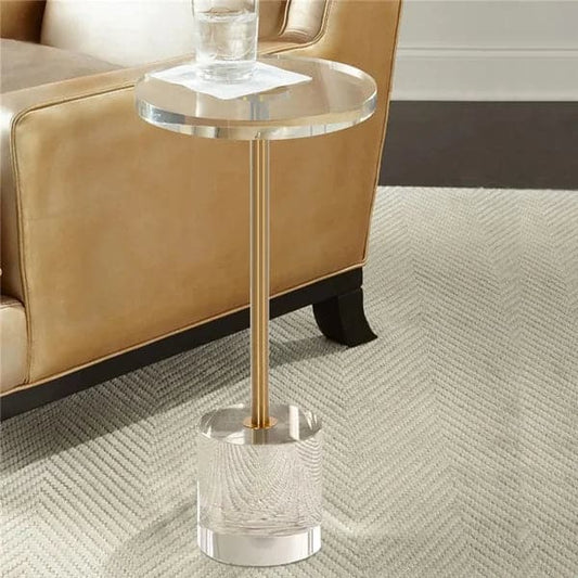 Acrylic Round Side Table Clear Stylish End Table Stainless Steel