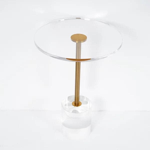 Table d'appoint ronde en acrylique, table d'appoint élégante et transparente en acier inoxydable