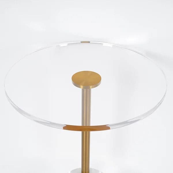 Table d'appoint ronde en acrylique, table d'appoint élégante et transparente en acier inoxydable