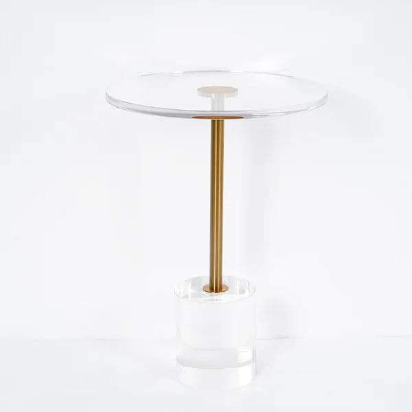 Table d'appoint ronde en acrylique, table d'appoint élégante et transparente en acier inoxydable