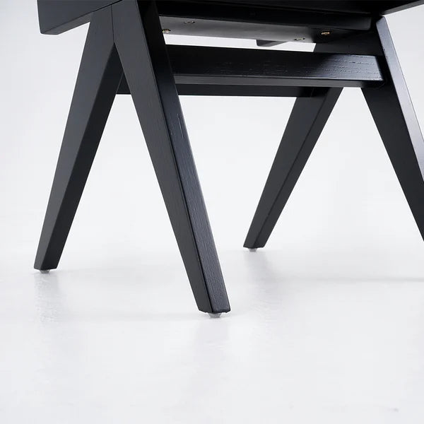 Modern Black Dining Chair Rattan Side Chair Ash Wood