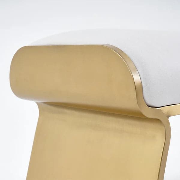 Banc moderne en acier inoxydable beige, long banc de chambre à coucher rembourré Leath-Aire