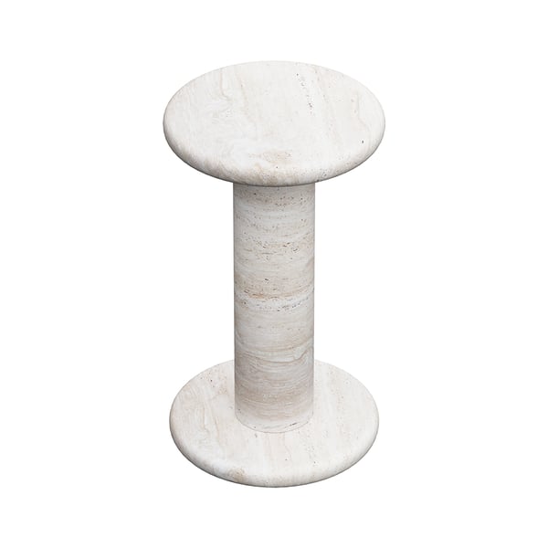 Table d'appoint ronde en travertin beige, table de bout moderne de 12,6 po