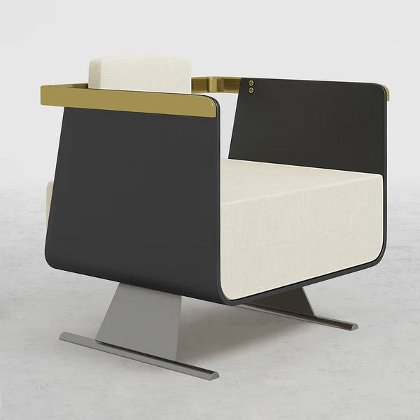 Chaise d'appoint moderne noire Chaise d'appoint rembourrée en coton et lin