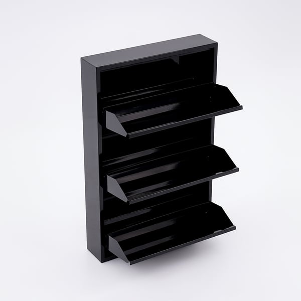 Black Narrow Shoe Storage Cabinet Wall Mounted in Medium