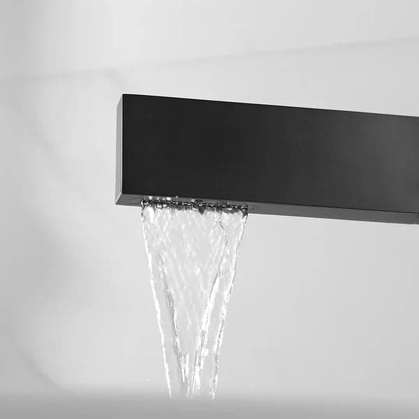 Robinet de lavabo de salle de bains cascade ultra-mince à poignée unique, noir, en laiton massif, 1 trou