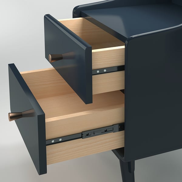 Table de chevet bleue Table de chevet moderne Table de chevet élégante avec 2 tiroirs et étagère