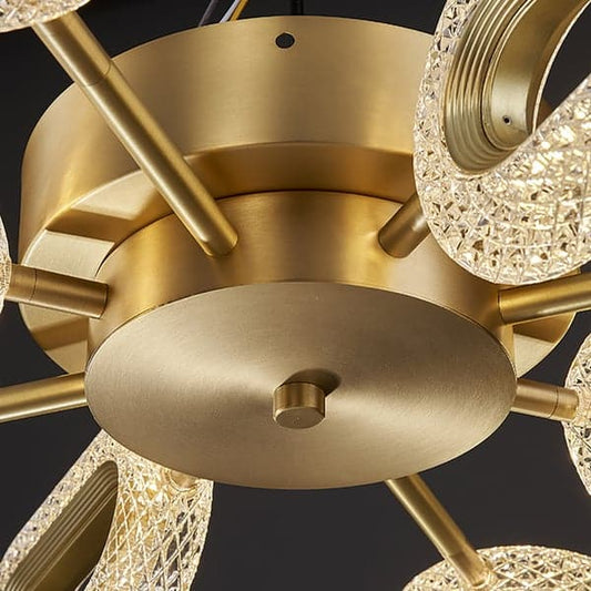 Brass Semi Flush Mount Light 8-Light LED Ceiling Light Ring Light Fixture in Gold