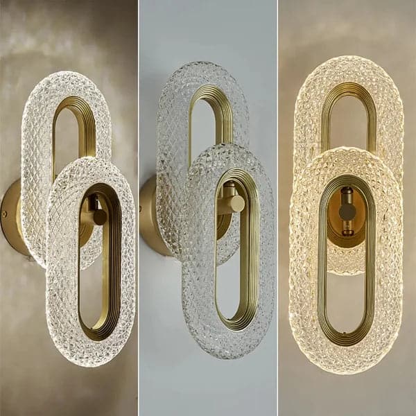 Brass Wall Sconce Art Deco LED Wall Lighting 2-Light Ring Wall Lamp