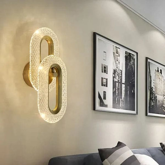 Brass Wall Sconce Art Deco LED Wall Lighting 2-Light Ring Wall Lamp