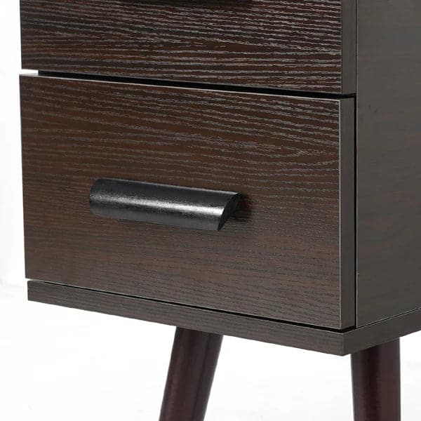 Brown Rectangle End Table with Drawers Modern Sofa Table for Living Room