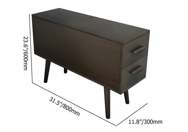 Brown Rectangle End Table with Drawers Modern Sofa Table for Living Room