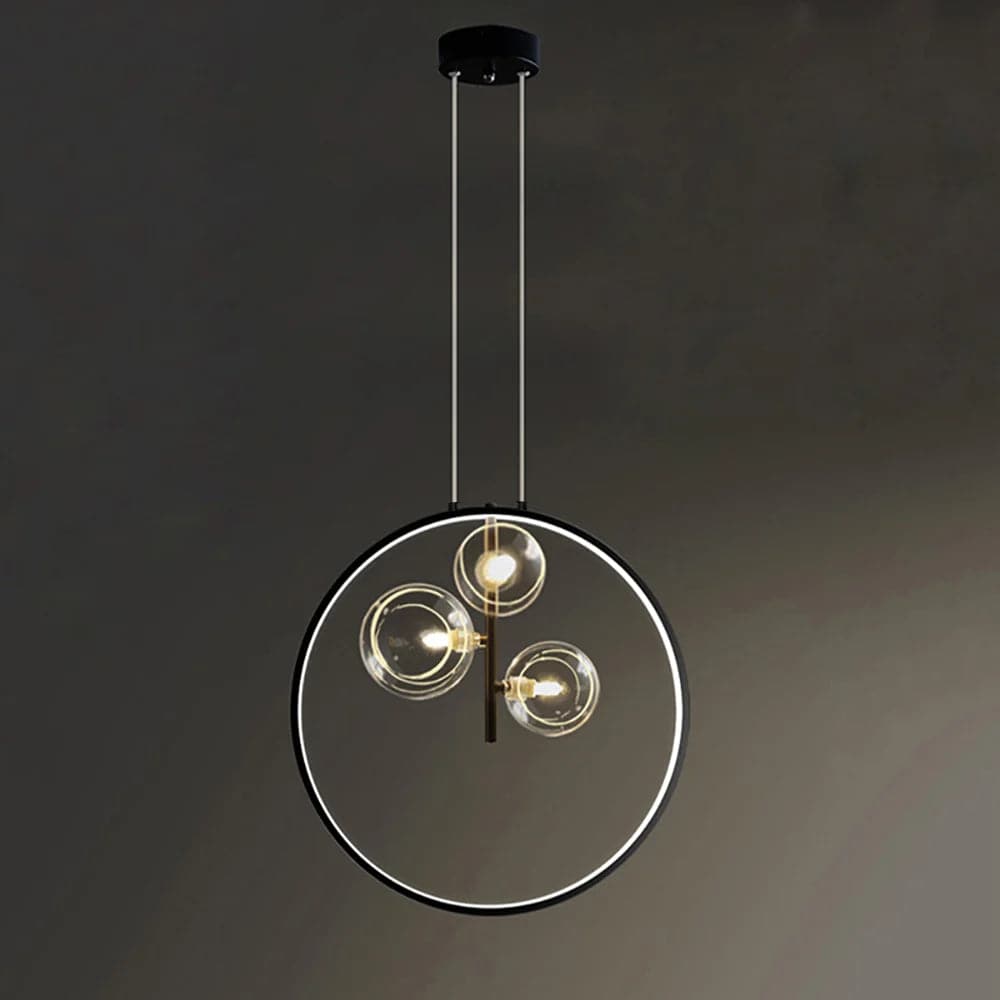 Bubi Black Pendant Light Minimalist Glass Globe LED 1/3/5-Light for Dining Room#3-Light