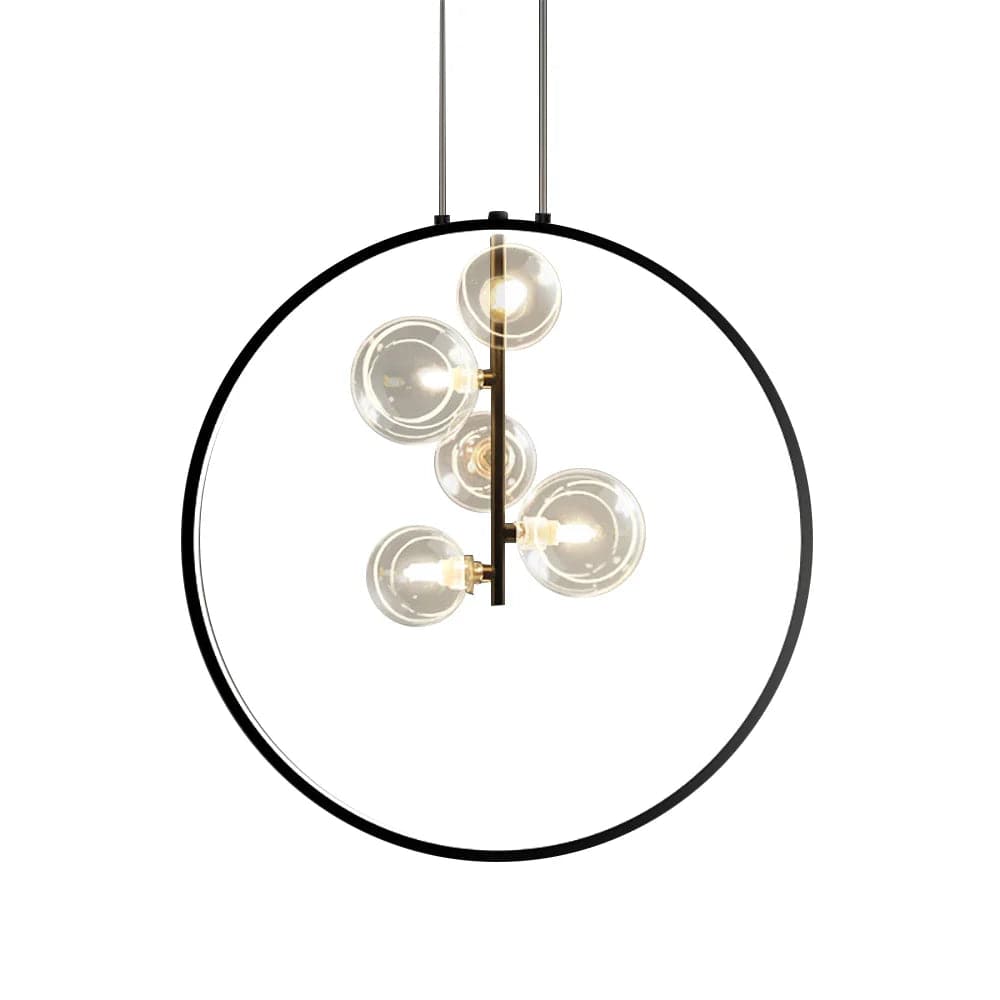 Bubi Black Pendant Light Minimalist Glass Globe LED 1/3/5-Light for Dining Room#5-Light