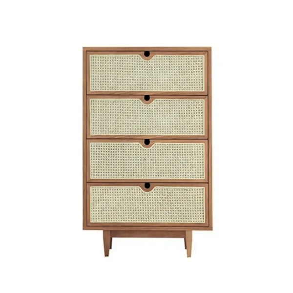 Mid Century Modern Natural 4 Drawers Chest Rattan Woven in Large