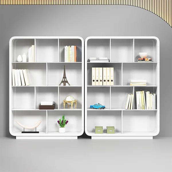 78.7" Modern White Bookshelf 4-Tier Standard Bookcase with Rich Storage