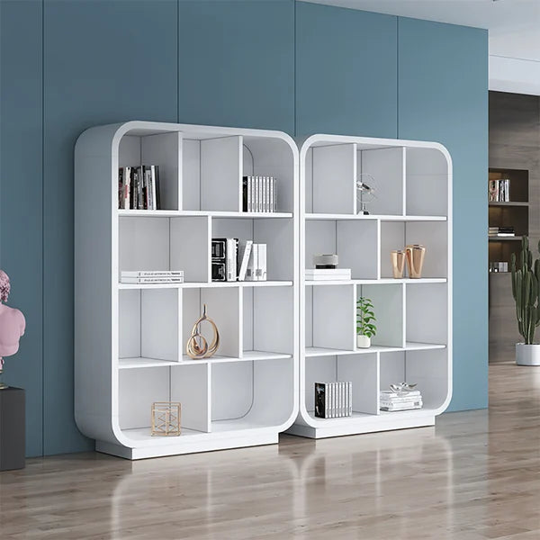 78.7" Modern White Bookshelf 4-Tier Standard Bookcase with Rich Storage