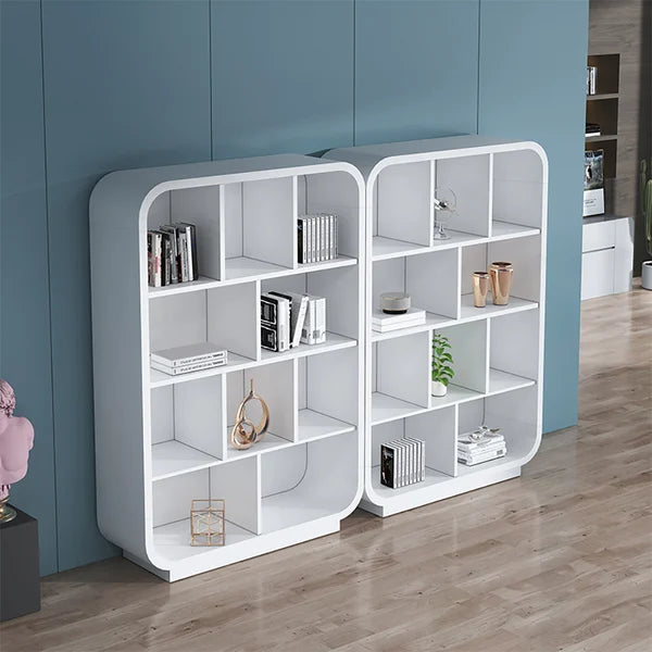 78.7" Modern White Bookshelf 4-Tier Standard Bookcase with Rich Storage