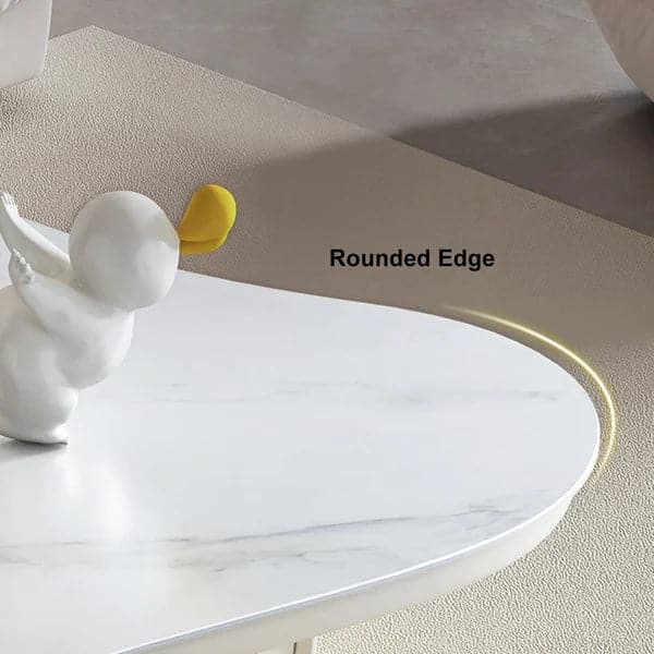 Table basse Cloud en bois avec plateau en pierre frittée irrégulière en blanc avec tiroir de rangement