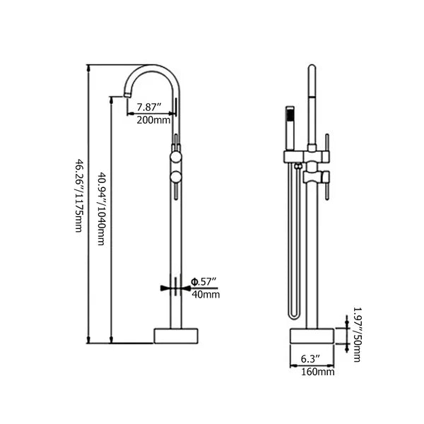 Contemporary Matte Black Gooseneck Freestanding Tub Filler Faucet