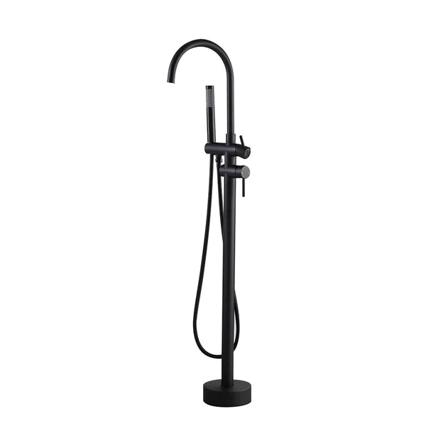 Contemporary Matte Black Gooseneck Freestanding Tub Filler Faucet