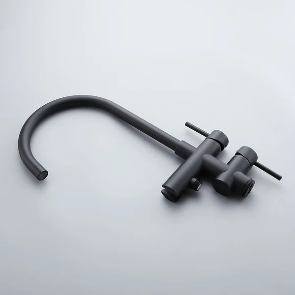 Contemporary Matte Black Gooseneck Freestanding Tub Filler Faucet