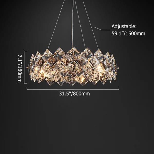 Crystal Modern 8-Light Tiered Crystal Chandelier with Adjustable Cables
