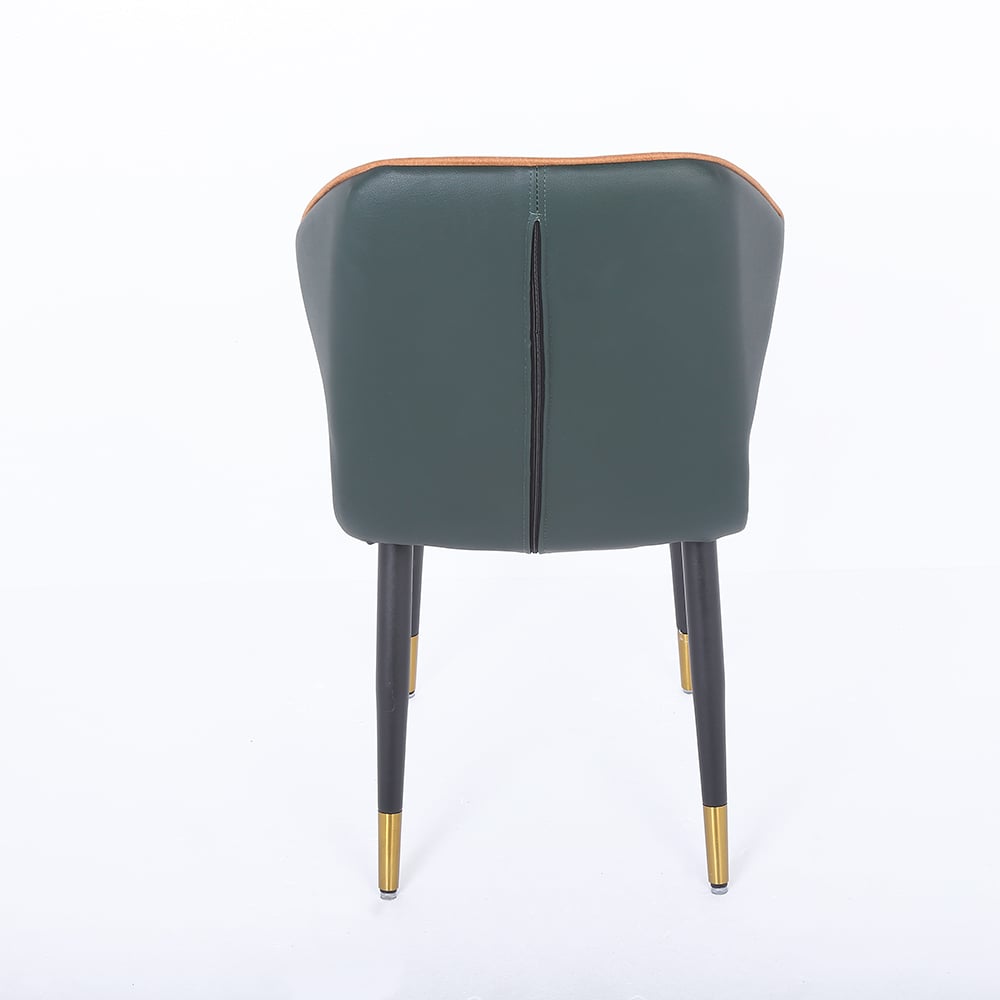 Dark Green Modern PU Leather Wingback Dining Chair (Set of 2) Carbon Steel Leg