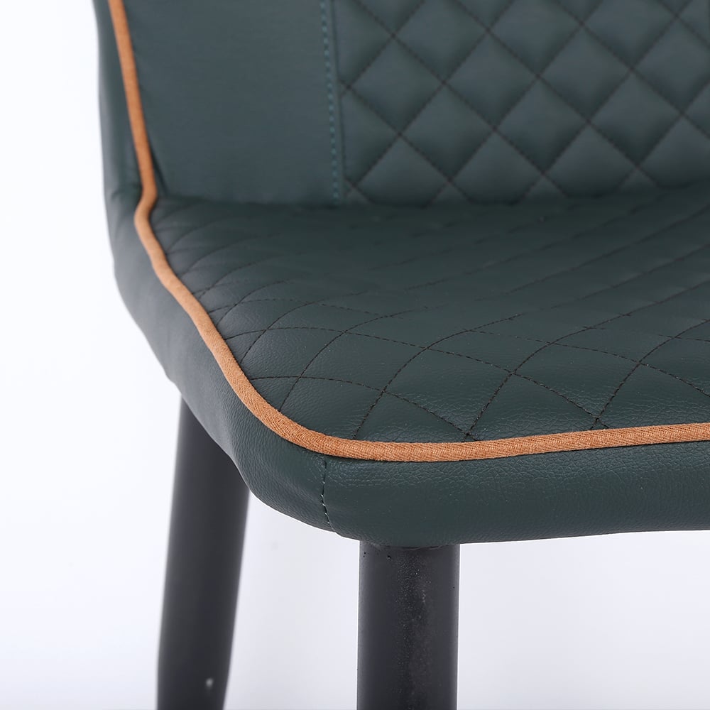 Dark Green Modern PU Leather Wingback Dining Chair (Set of 2) Carbon Steel Leg