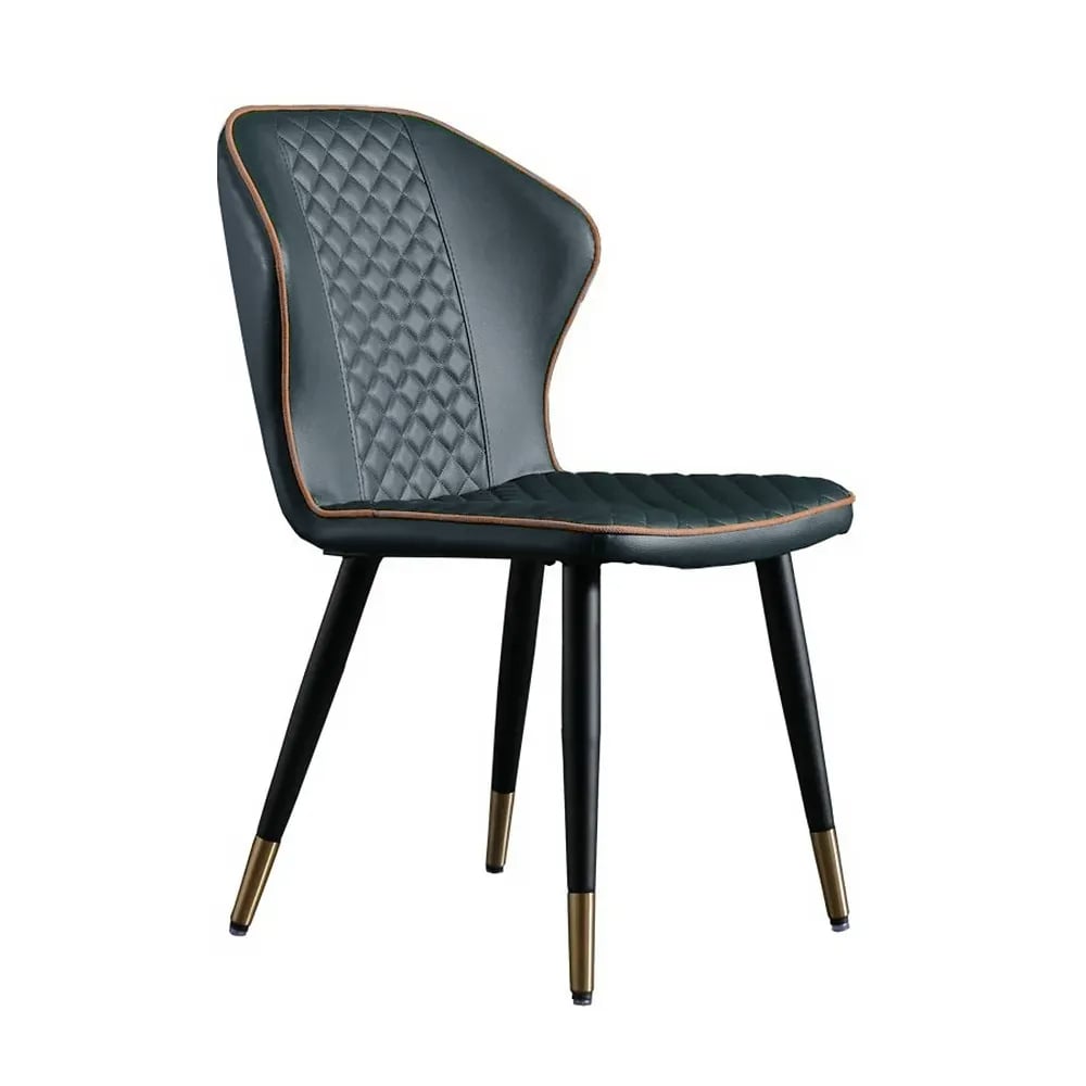 Dark Green Modern PU Leather Wingback Dining Chair (Set of 2) Carbon Steel Leg