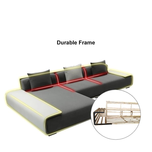 Canapé sectionnel modulaire d'angle moderne 4 places en coton et lin Doart de 112 po en forme de L