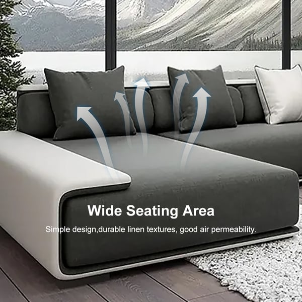 Doart 112" Cotton & Linen 4-Seater Modern Corner Modular Sectional Sofa L-Shaped