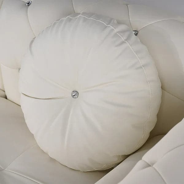 Modern L-Shaped White Corner Sectional Sofa 5-Seater Loveseat with Chaise Pillows