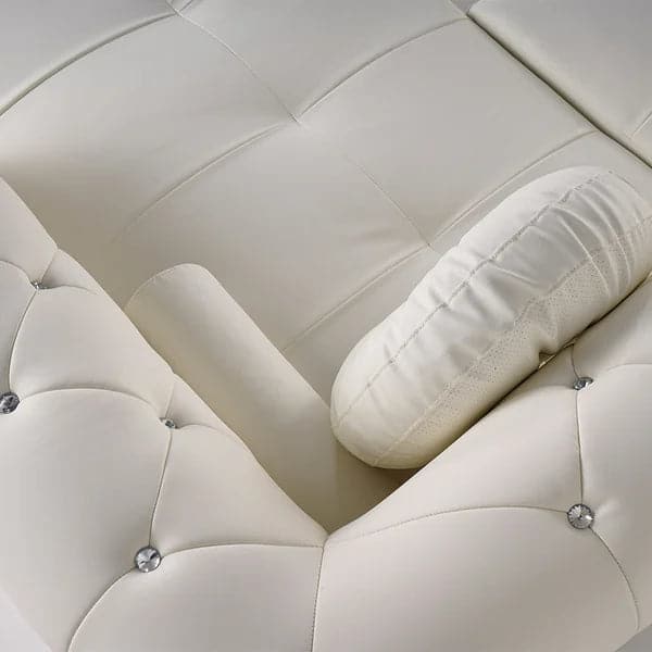 Modern L-Shaped White Corner Sectional Sofa 5-Seater Loveseat with Chaise Pillows